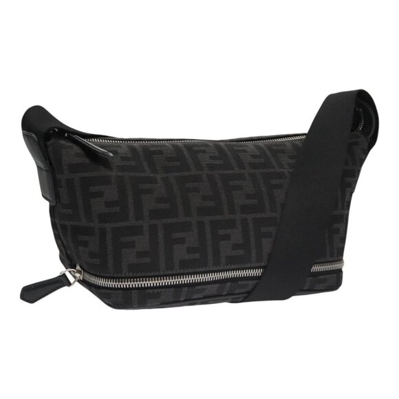 FENDI Zucca Canvas Shoulder Bag Black Auth FF3878AV - Picture 1 of 16